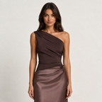 One Shoulder Maxi Dress Women's Pleated Asymmetric Occasion