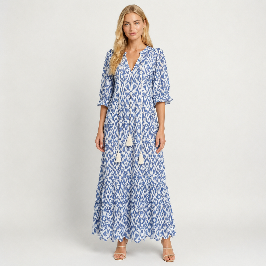 Women's Boho Beach Dress, Flowy Lightweight Fringe Summer Holiday Dress