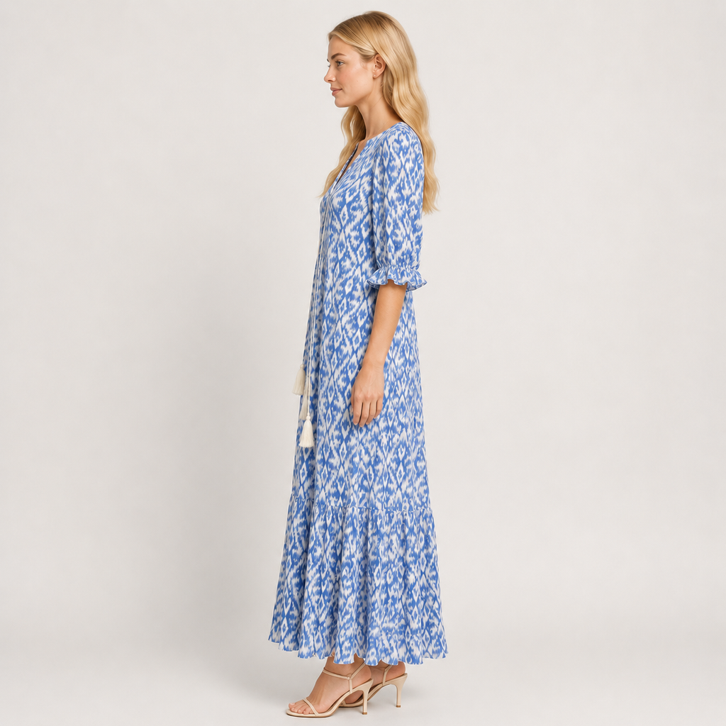 Women's Boho Beach Dress, Flowy Lightweight Fringe Summer Holiday Dress