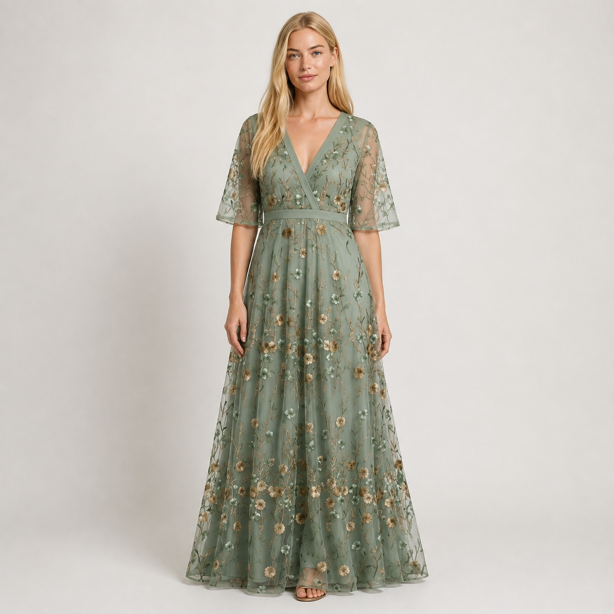 Women's Chiffon Midi Dress, Flowy Elegant Spring & Summer Day-to-Evening Dress