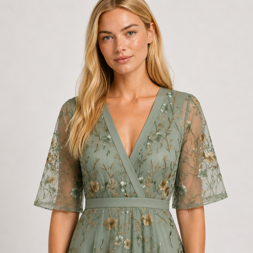 Women's Chiffon Midi Dress, Flowy Elegant Spring & Summer Day-to-Evening Dress