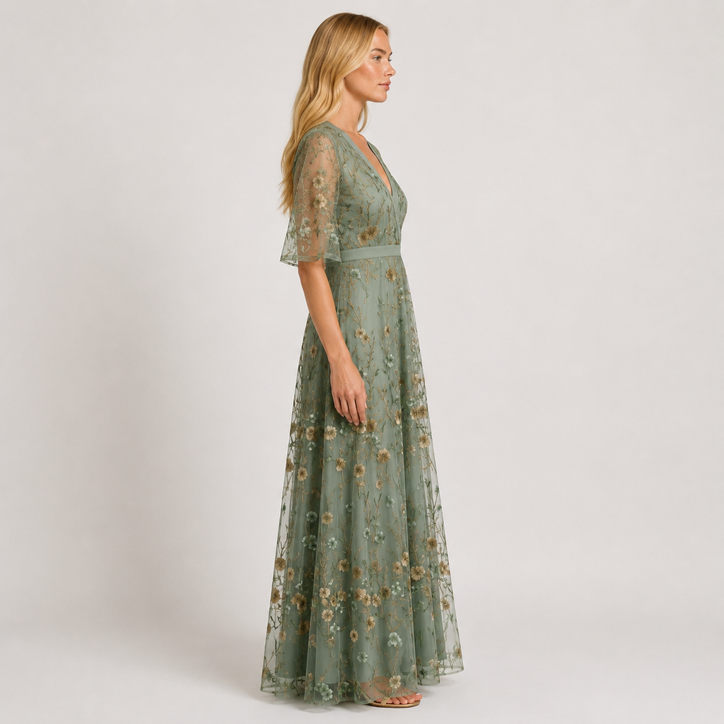 Women's Chiffon Midi Dress, Flowy Elegant Spring & Summer Day-to-Evening Dress