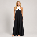 Women's Colour-Block Maxi Dress, Flowy Lightweight Summer Holiday Dress