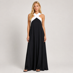 Women's Colour-Block Maxi Dress, Flowy Lightweight Summer Holiday Dress