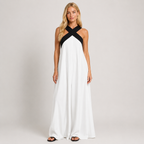 Women's Colour-Block Maxi Dress, Flowy Lightweight Summer Holiday Dress