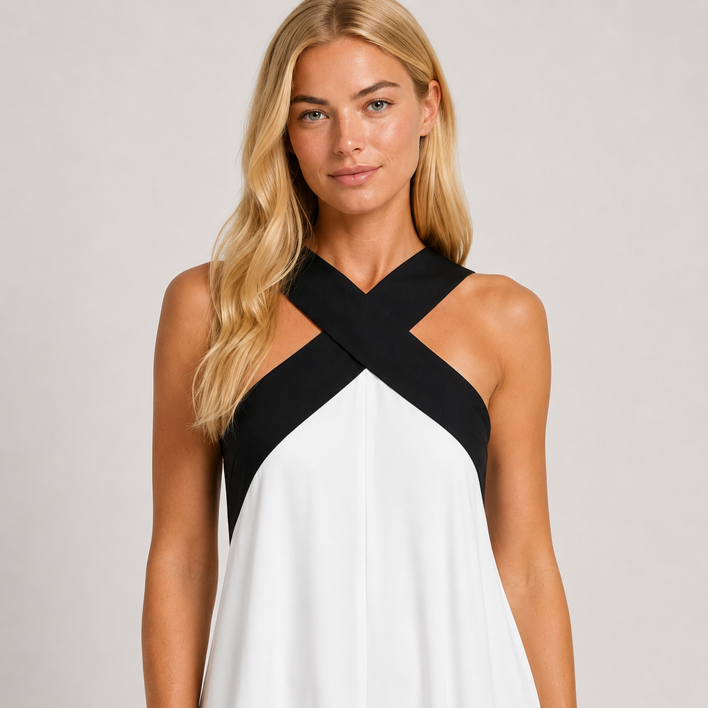 Women's Colour-Block Maxi Dress, Flowy Lightweight Summer Holiday Dress