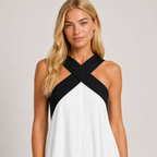 Women's Colour-Block Maxi Dress, Flowy Lightweight Summer Holiday Dress
