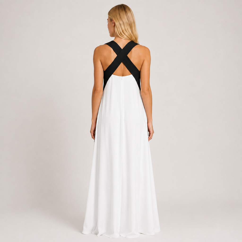Women's Colour-Block Maxi Dress, Flowy Lightweight Summer Holiday Dress
