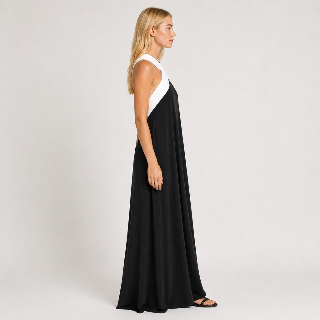 Women's Colour-Block Maxi Dress, Flowy Lightweight Summer Holiday Dress