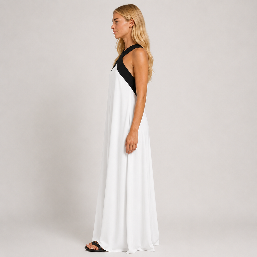 Women's Colour-Block Maxi Dress, Flowy Lightweight Summer Holiday Dress