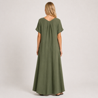 Women's Tie-Neck Dress with Pockets, Relaxed Casual Summer Everyday & Travel Dress