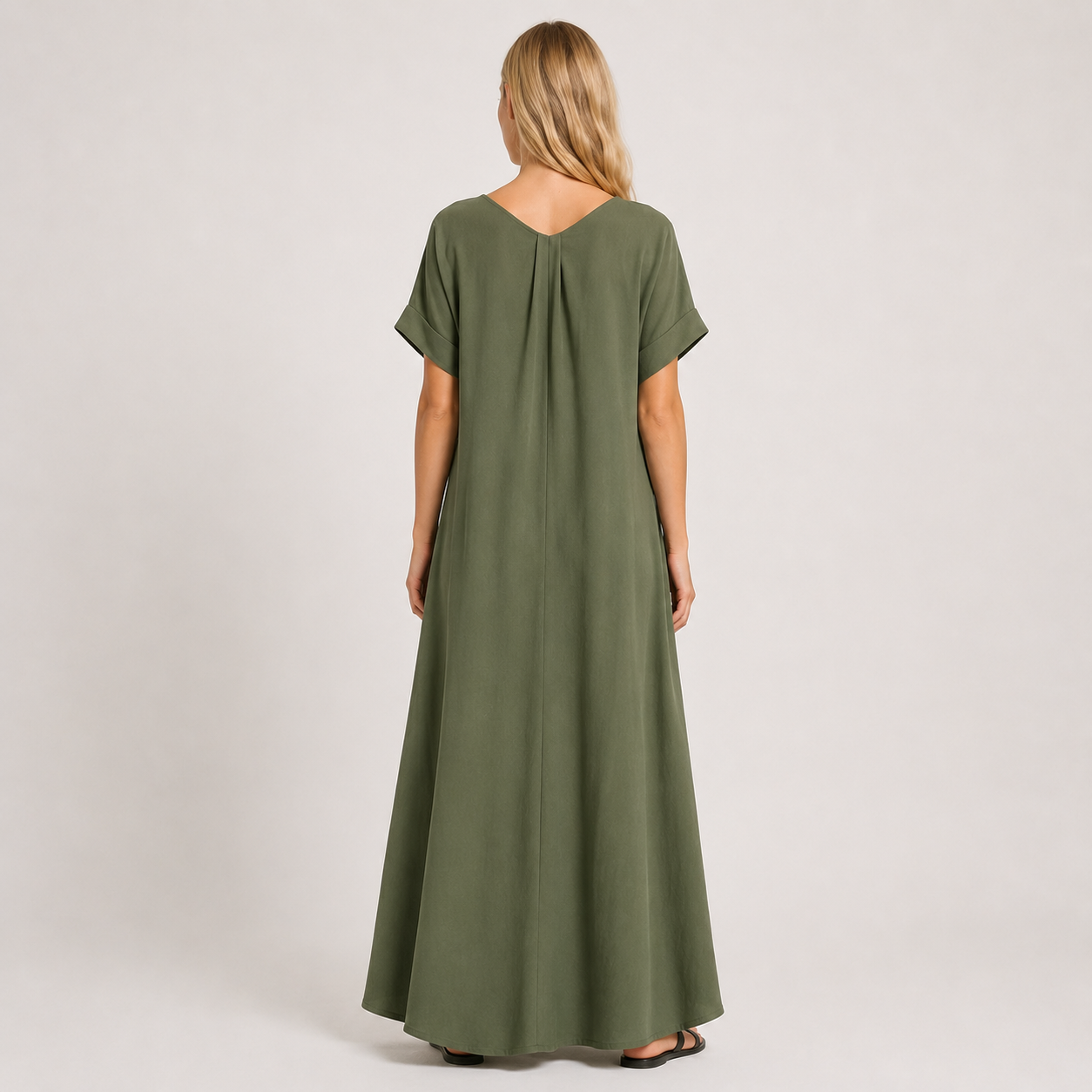 Women's Tie-Neck Dress with Pockets, Relaxed Casual Summer Everyday & Travel Dress