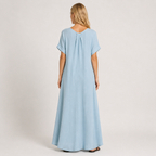 Women's Tie-Neck Dress with Pockets, Relaxed Casual Summer Everyday & Travel Dress