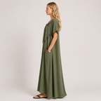 Women's Tie-Neck Dress with Pockets, Relaxed Casual Summer Everyday & Travel Dress
