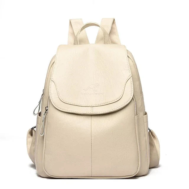 Backpack with laptop compartment and adjustable padded straps - Beige