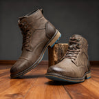 Combat boots with reinforced heel panels and cushioned sole - Stone Taupe