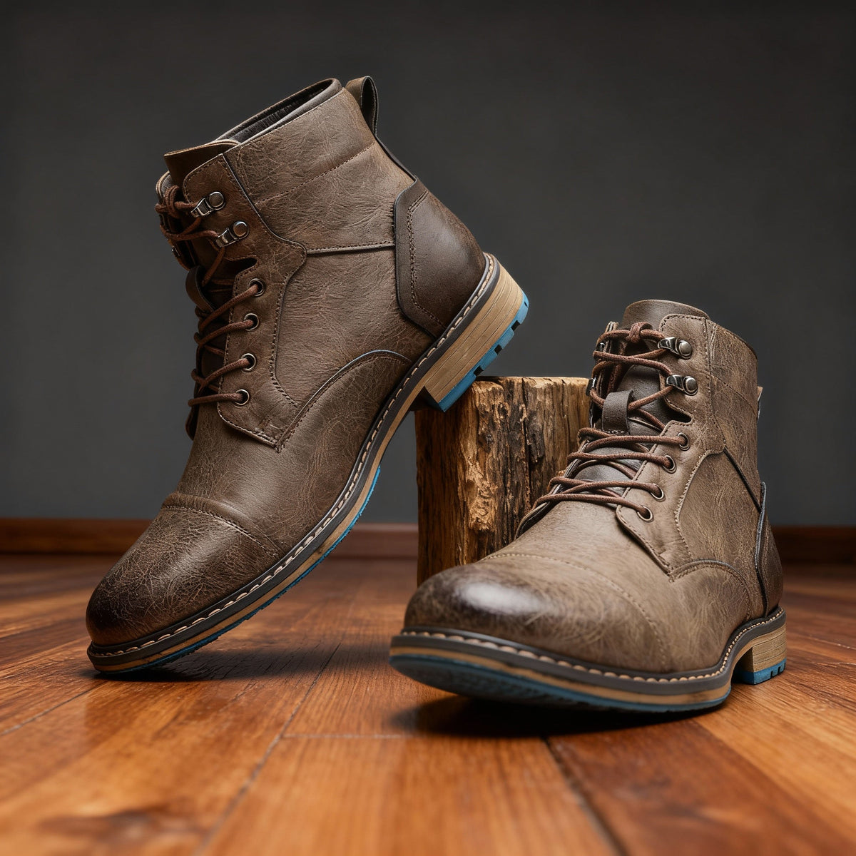 Combat boots with reinforced heel panels and cushioned sole - Stone Taupe