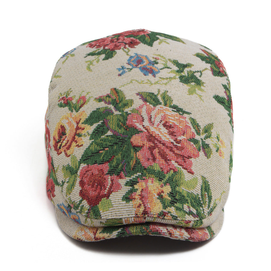 Floral Driver Cap in Textured Cotton Blend