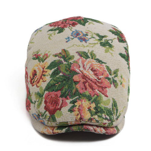 Floral Driver Cap in Textured Cotton Blend