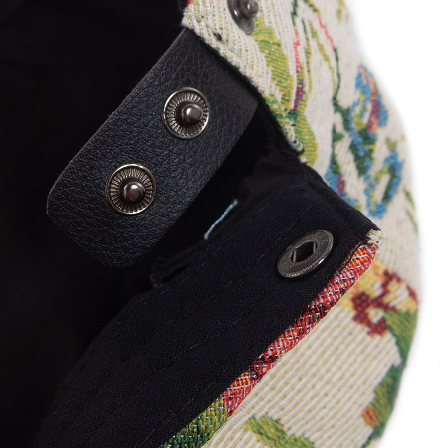 Floral Driver Cap in Textured Cotton Blend