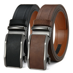 Leather Belt with Auto-Lock Buckle - Set Of 2