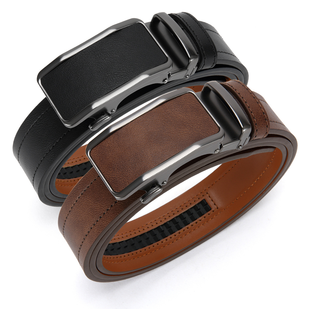 Leather Belt with Auto-Lock Buckle