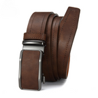 Leather Belt with Auto-Lock Buckle - Brown