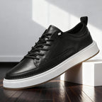Leather Trainers with Cushioned Footbed - Black