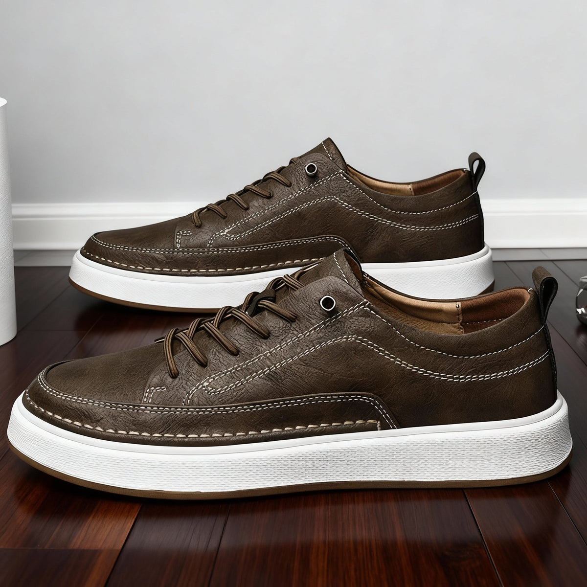 Leather Trainers with Cushioned Footbed