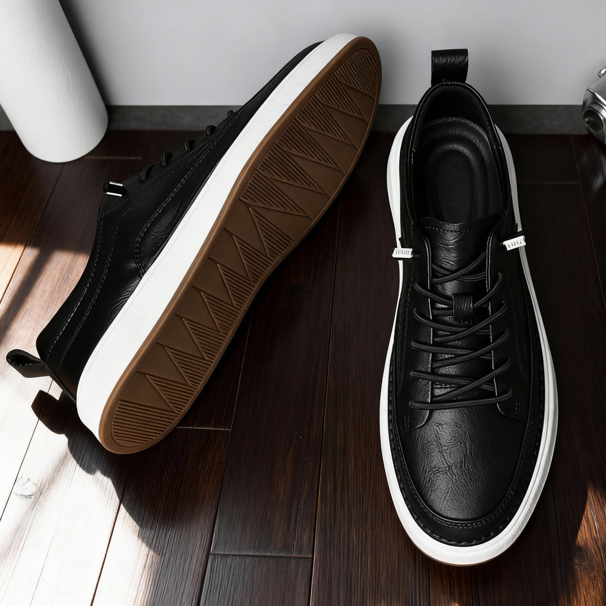 Leather Trainers with Cushioned Footbed