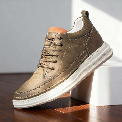 Leather trainers with padded collar and cushioned insole
