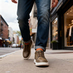 Leather trainers with padded collar and cushioned insole