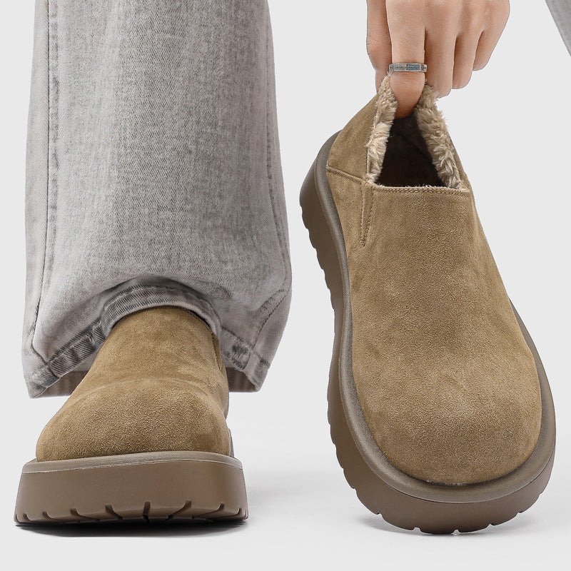 Faux-fur lined loafers with wide fit and cushioned sole - Brown
