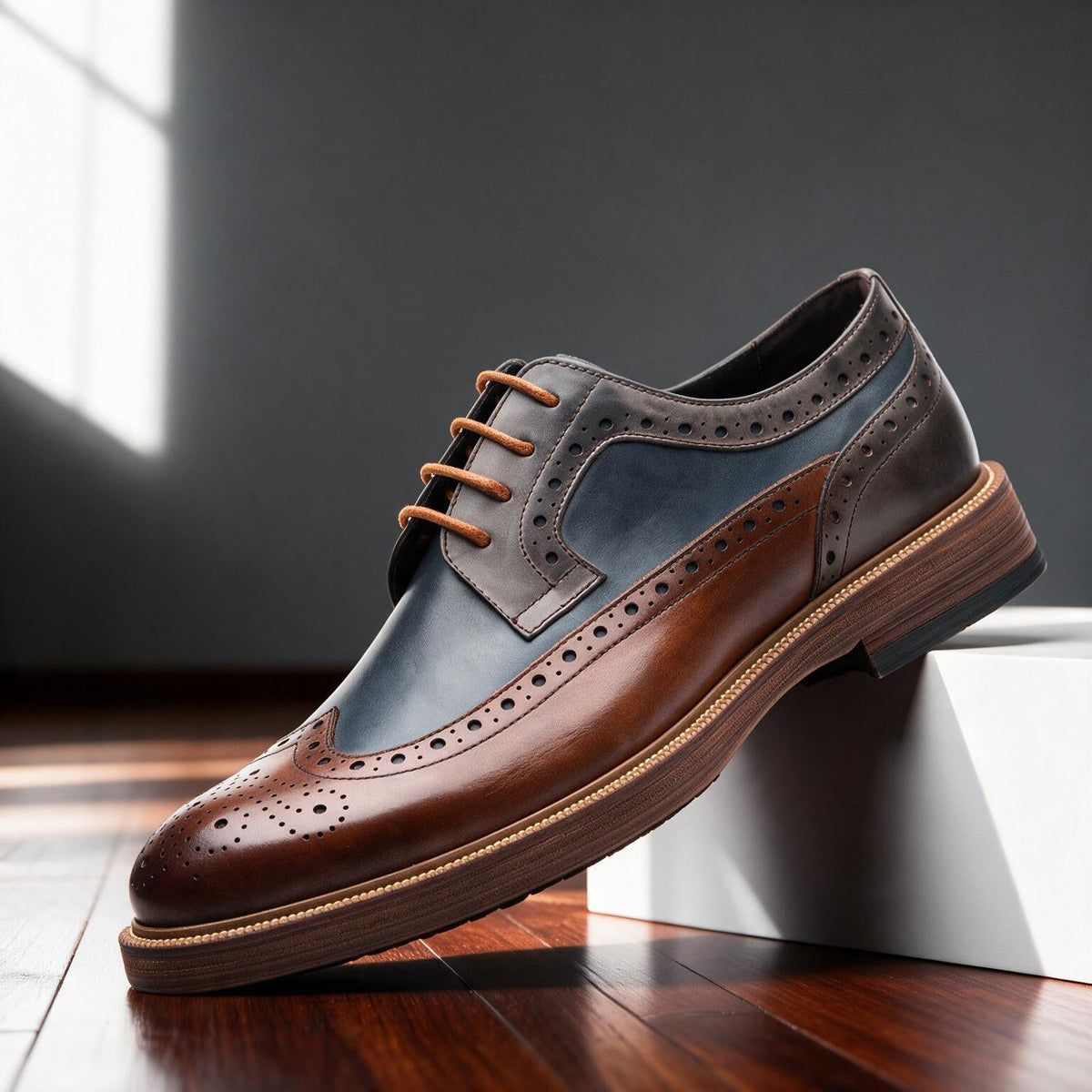 Men's Brogue Derby Shoes Lace-Up Cushioned Orthopaedic Comfort Sole