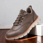 Men's Brogue Trainers with Perforated Detail - Brown