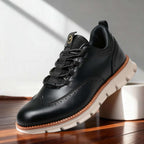 Men's Brogue Trainers with Perforated Detail - Black