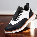 Men's Brogue Trainers with Perforated Detail - Black/White