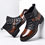 Men's Buckle Boots Faux Leather Two-Tone