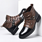 Men's Buckle Boots Faux Leather Two-Tone