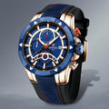 Men's chronograph watch with leather strap - Royal Blue