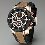 Men's chronograph watch with leather strap - Bourbon Gold