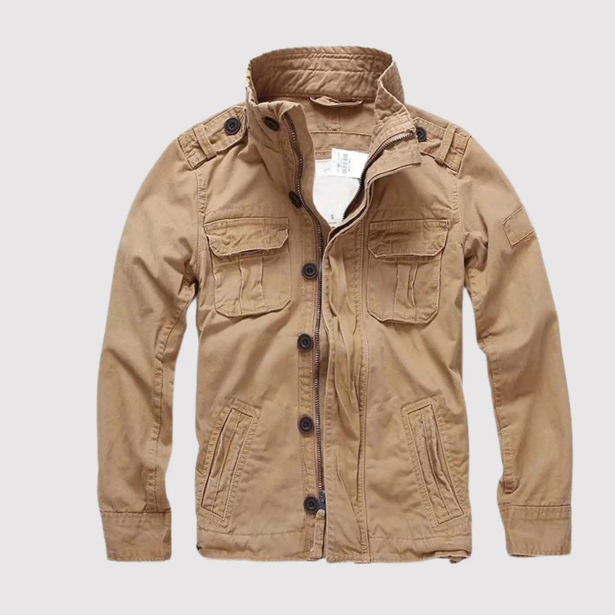 Men's classic long sleeve jacket with pockets - Khaki