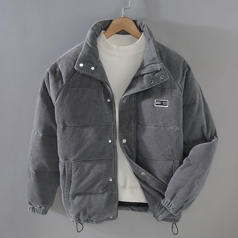 Men's Corduroy Jacket Thermal Insulated Comfort Fit - Grey