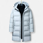 Men's Down Parka Hooded Winter Coat Tailored Fit - White