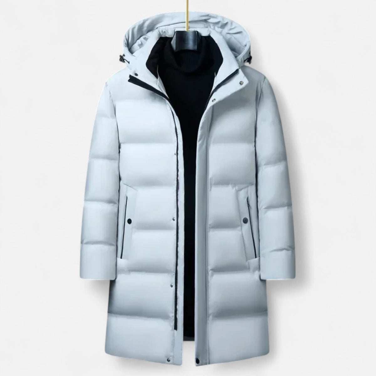 Men's Down Parka Hooded Winter Coat Tailored Fit - White