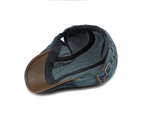 Men's Washed Denim Flat Cap with Contrast Stitching