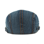 Men's Washed Denim Flat Cap with Contrast Stitching