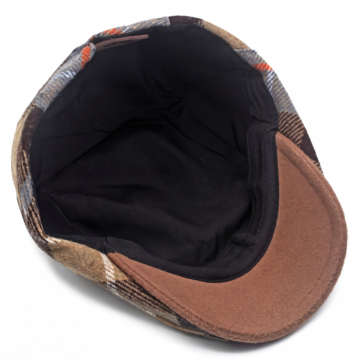 Men's Wool Flat Cap with Plaid Pattern