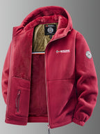 Men's Thermal Hooded Fleece Jacket - Red