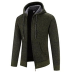Men's cotton blend hoodie with drawstring hood - Green